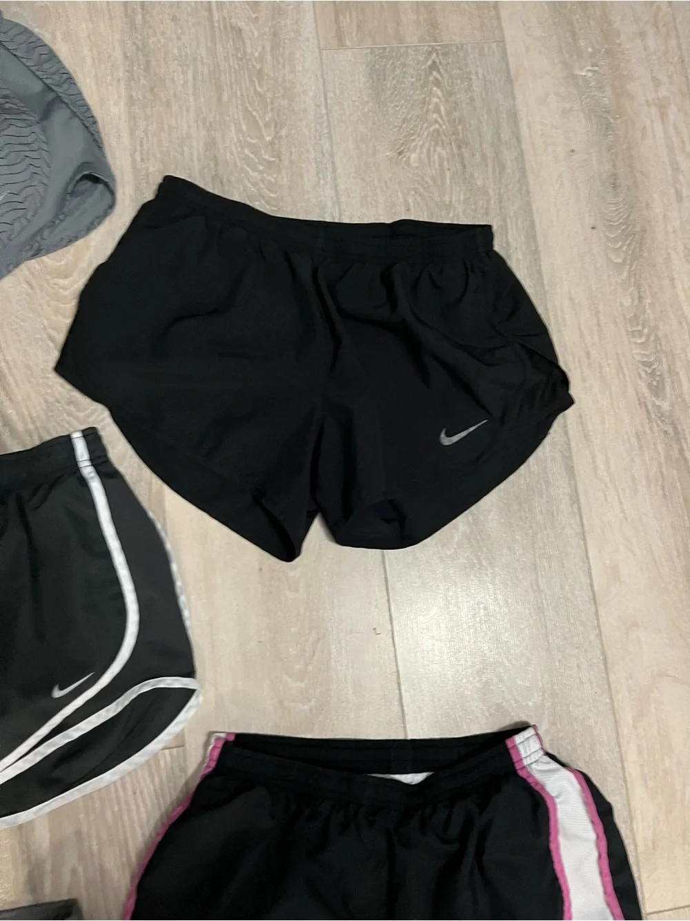 Lot of 7 medium Nike Women's Black and Gray Running Shorts